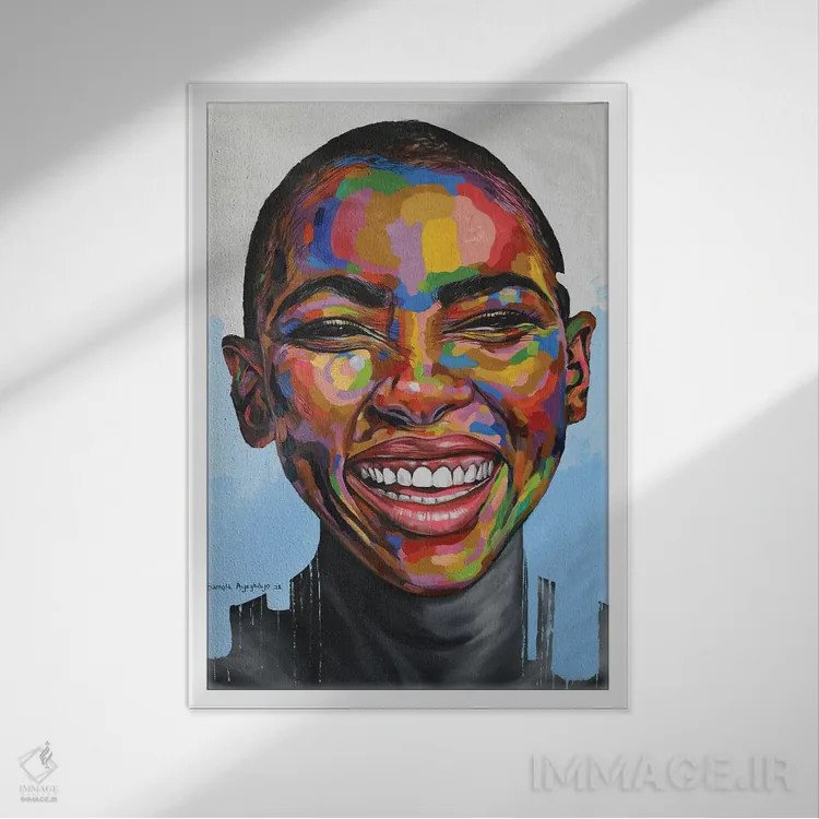 تابلو دکوراتیو جشن زندگی VIII اثر دامولا آیگبایو - نمای قابدار سفید