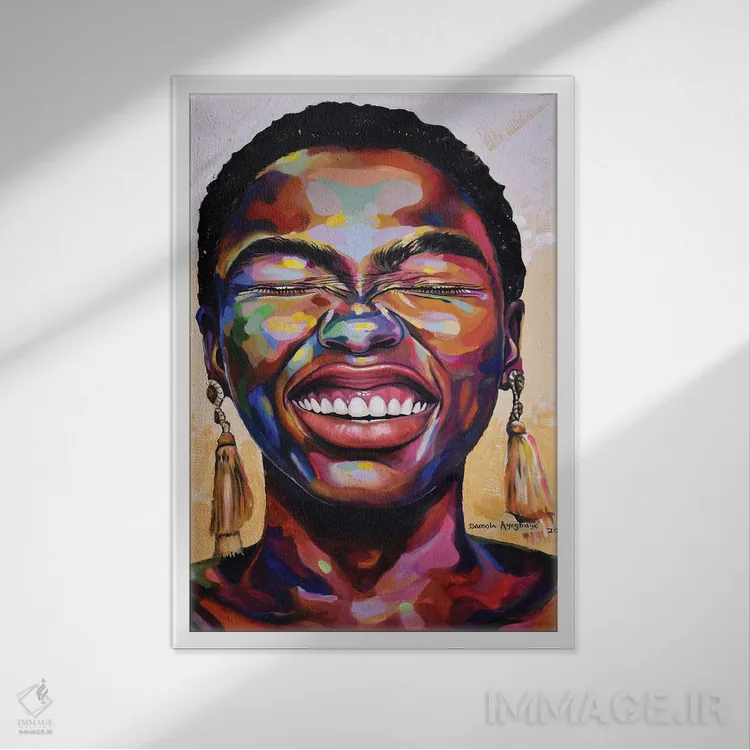 تابلو دکوراتیو جشن زندگی II اثر دامولا آیگبایو - نمای قابدار سفید