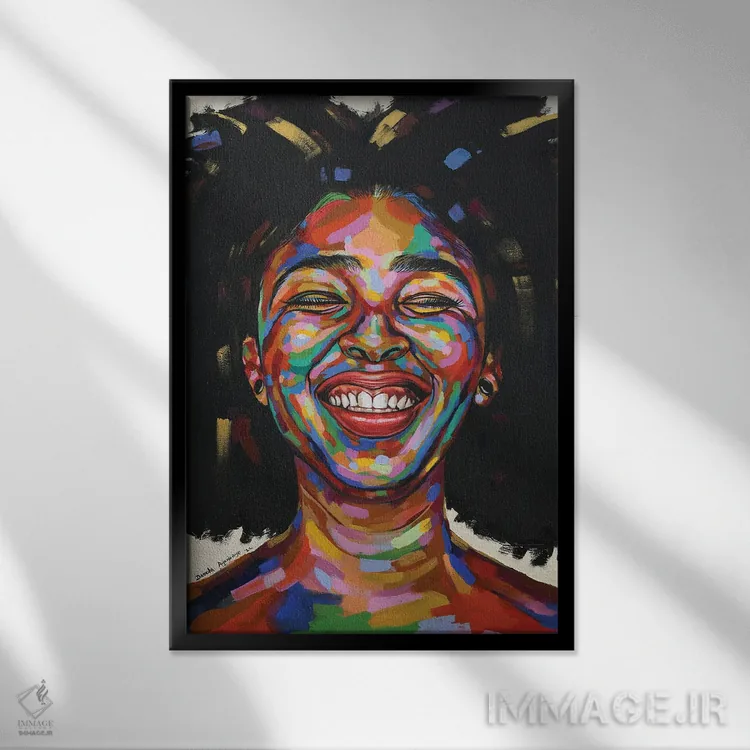 تابلو دکوراتیو جشن زندگی X اثر دامولا آیگبایو - نمای قابدار مشکی