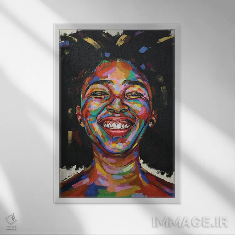 تابلو دکوراتیو جشن زندگی X اثر دامولا آیگبایو - نمای قابدار سفید