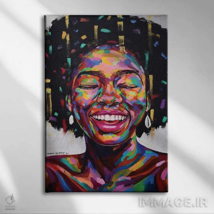 تابلو دکوراتیو جشن زندگی XI اثر دامولا آیگبایو - نمای روبهرو روی دیوار