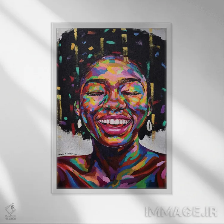 تابلو دکوراتیو جشن زندگی XI اثر دامولا آیگبایو - نمای قابدار سفید