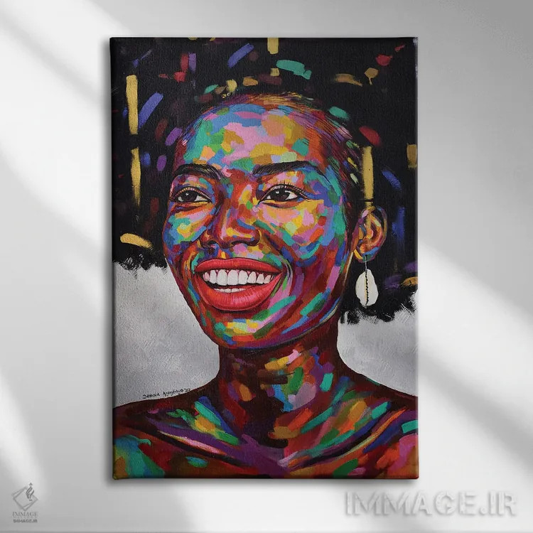 تابلو دکوراتیو شکوه زنانگی II اثر دامولا آیگبایو - نمای روبهرو روی دیوار