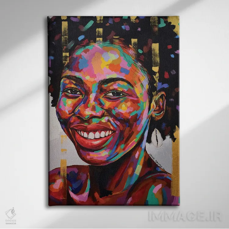 تابلو دکوراتیو نیمه گمشده V اثر دامولا آیگبایو - نمای روبهرو روی دیوار