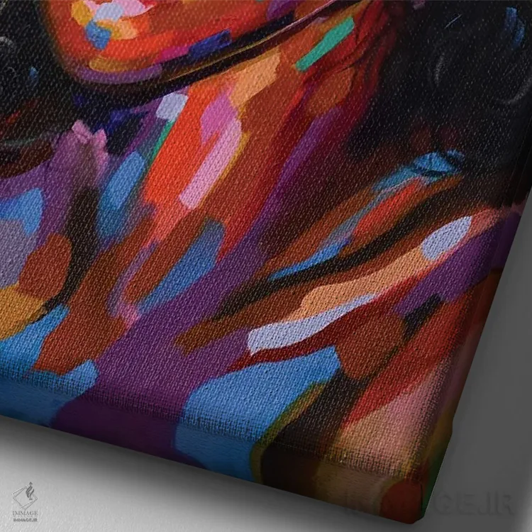 تابلو دکوراتیو نیمه گمشده IV اثر دامولا آیگبایو - نمای نزدیک بافت بوم