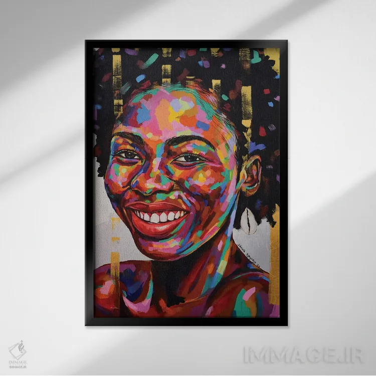 تابلو دکوراتیو نیمه گمشده V اثر دامولا آیگبایو - نمای قابدار مشکی