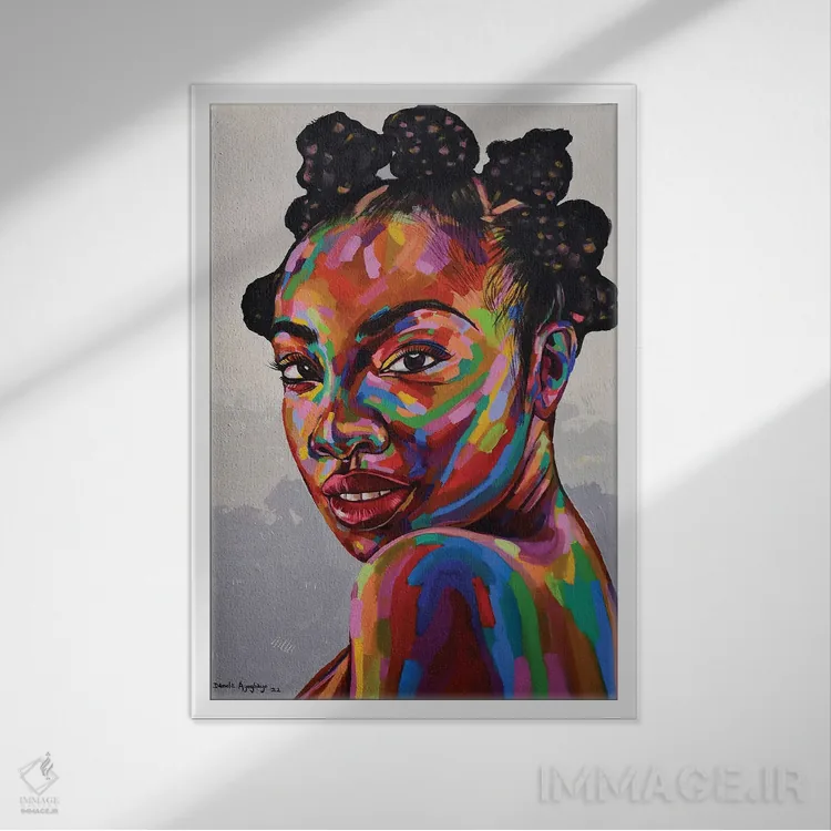 تابلو دکوراتیو انییان V اثر دامولا آیگبایو - نمای قابدار سفید