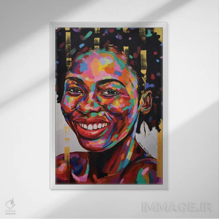 تابلو دکوراتیو نیمه گمشده V اثر دامولا آیگبایو - نمای قابدار سفید