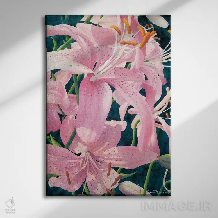 تابلو دکوراتیو شکوه آسیایی - زنبق ببر اثر دیانا میلر-پیرس - نمای روبهرو روی دیوار