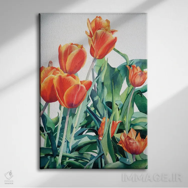 تابلو دکوراتیو این لاله های دیوانه چه؟ اثر دیانا میلر-پیرس - نمای روبهرو روی دیوار