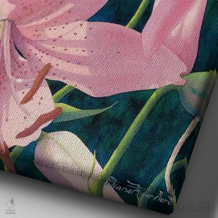 تابلو دکوراتیو شکوه آسیایی - زنبق ببر اثر دیانا میلر-پیرس - نمای نزدیک بافت بوم