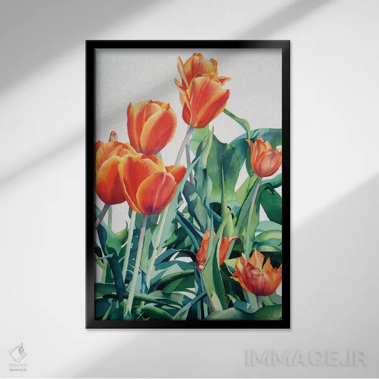 تابلو دکوراتیو این لاله های دیوانه چه؟ اثر دیانا میلر-پیرس - نمای قابدار مشکی