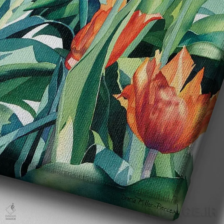 تابلو دکوراتیو این لاله های دیوانه چه؟ اثر دیانا میلر-پیرس - نمای نزدیک بافت بوم