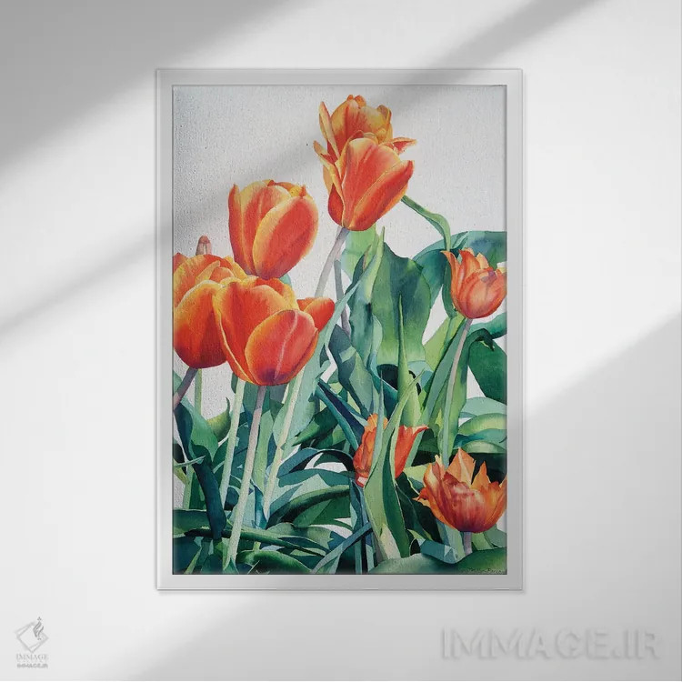 تابلو دکوراتیو این لاله های دیوانه چه؟ اثر دیانا میلر-پیرس - نمای قابدار سفید