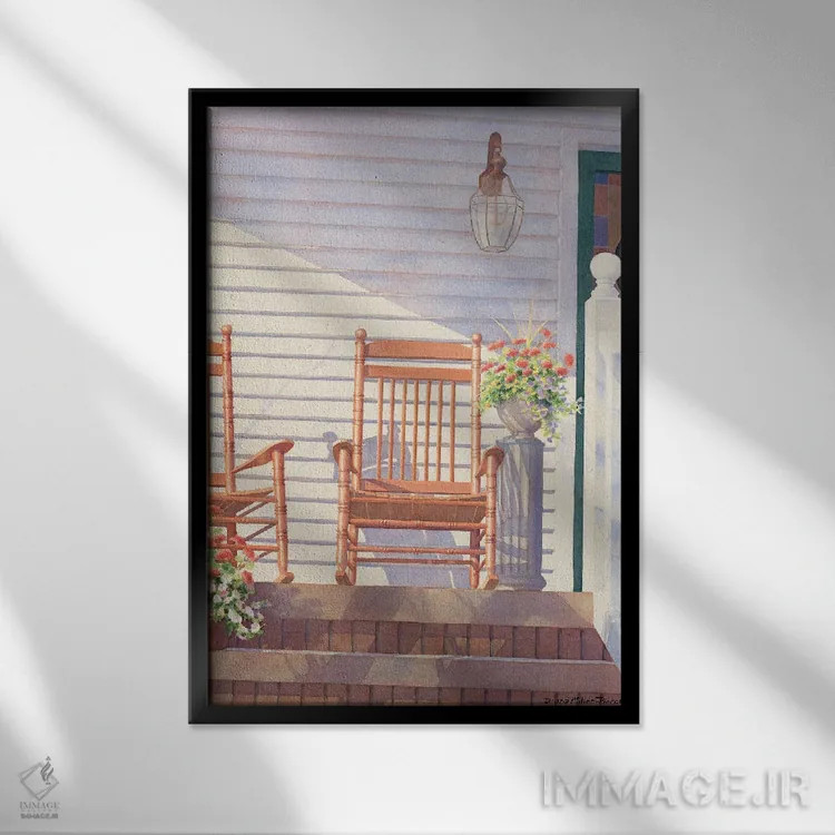 تابلو دکوراتیو دوران ساده تر - ایوان جلو اثر دیانا میلر-پیرس - نمای قابدار مشکی