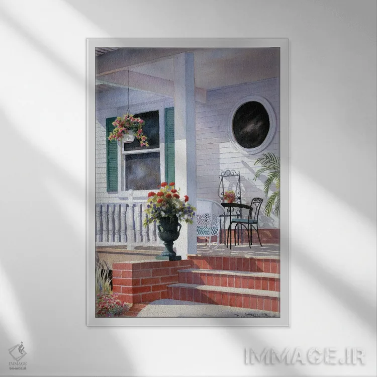 تابلو دکوراتیو ایوان فلوریدا اثر دیانا میلر-پیرس - نمای قابدار سفید