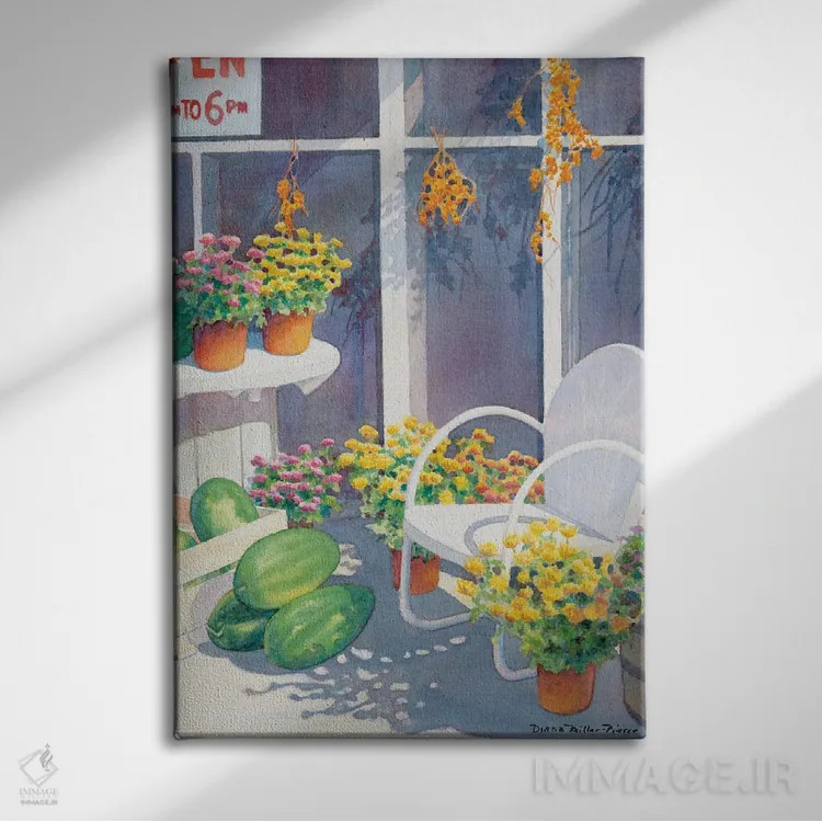 تابلو دکوراتیو آخر فصل - هندوانه ها و گل ها اثر دیانا میلر-پیرس - نمای روبهرو روی دیوار