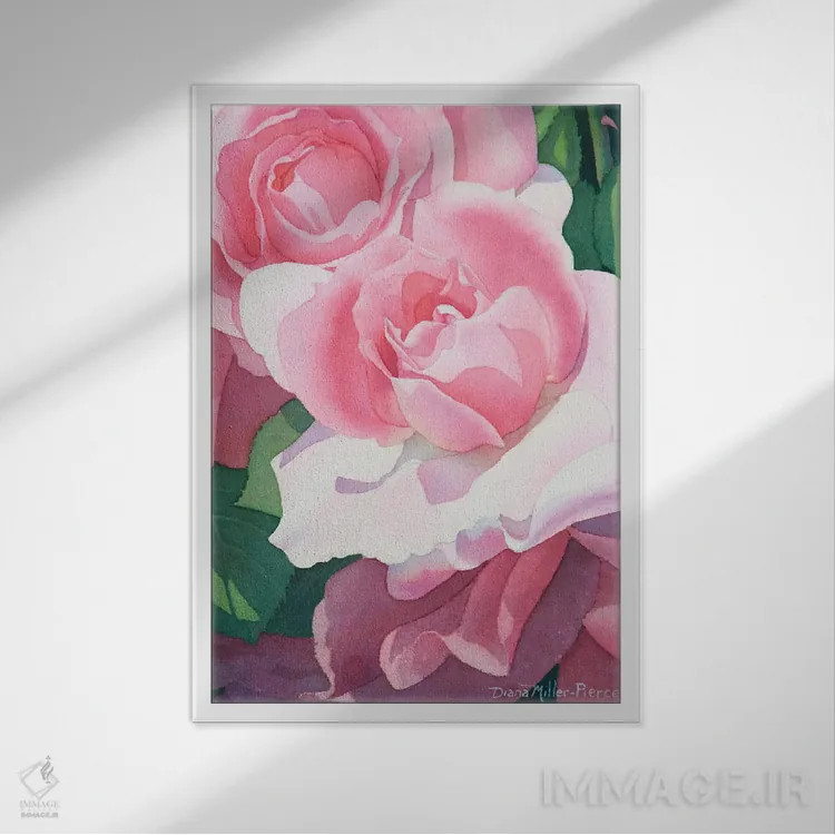 تابلو دکوراتیو اجرای افتتاحیه - گل رز اثر دیانا میلر-پیرس - نمای قابدار سفید