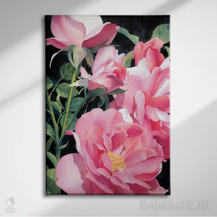 تابلو دکوراتیو گل های صورتی فراتر از عادی اثر دیانا میلر-پیرس - نمای روبهرو روی دیوار