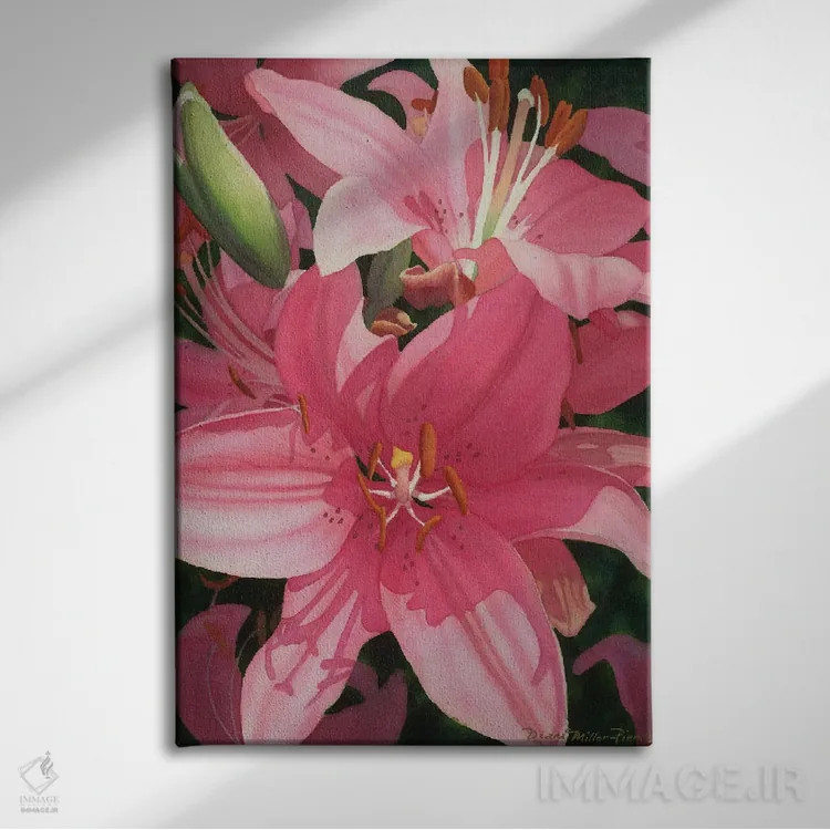 تابلو دکوراتیو شور و نشاط صورتی اثر دیانا میلر-پیرس - نمای روبهرو روی دیوار