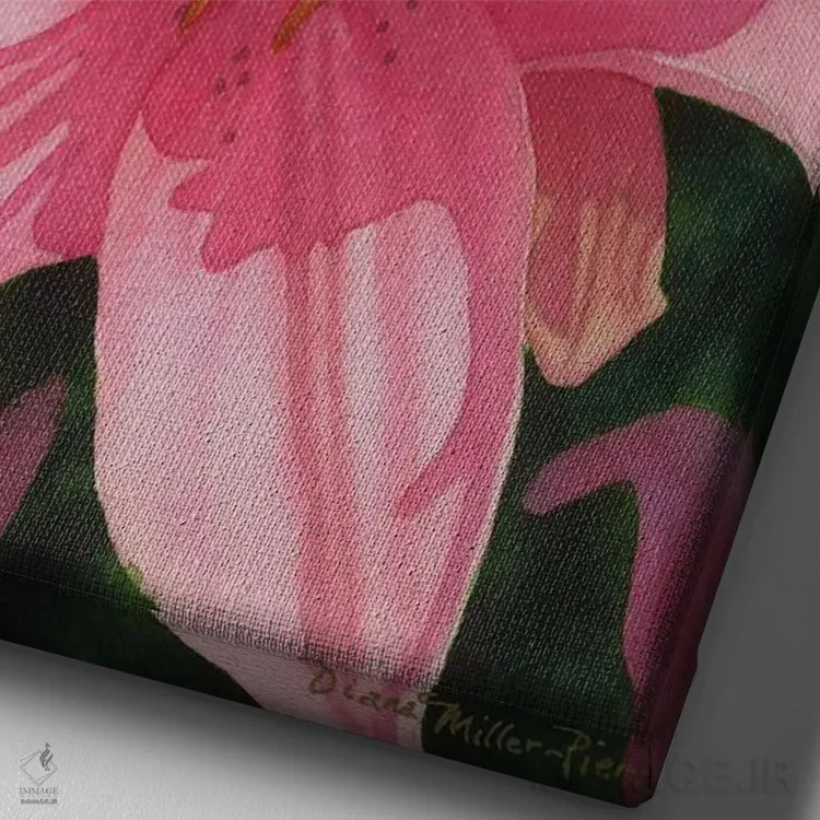 تابلو دکوراتیو شور و نشاط صورتی اثر دیانا میلر-پیرس - نمای نزدیک بافت بوم