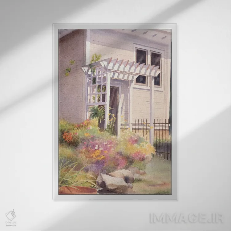 تابلو دکوراتیو از در پشتی بیرون رفتن اثر دیانا میلر-پیرس - نمای قابدار سفید