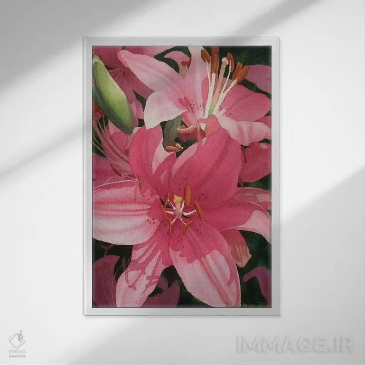 تابلو دکوراتیو شور و نشاط صورتی اثر دیانا میلر-پیرس - نمای قابدار سفید