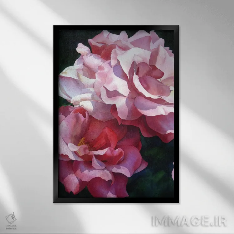 تابلو دکوراتیو رزها قرمز هستند اثر دیانا میلر-پیرس - نمای قابدار مشکی