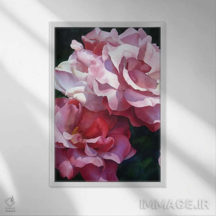 تابلو دکوراتیو رزها قرمز هستند اثر دیانا میلر-پیرس - نمای قابدار سفید