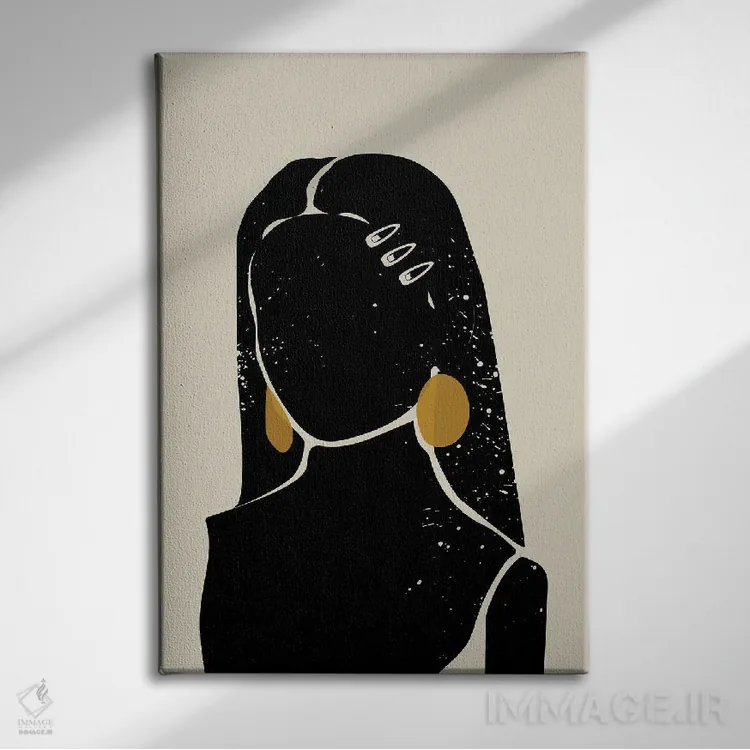 تابلو مینیمال موی سیاه III اثر دومونیک براون - نمای روبهرو روی دیوار