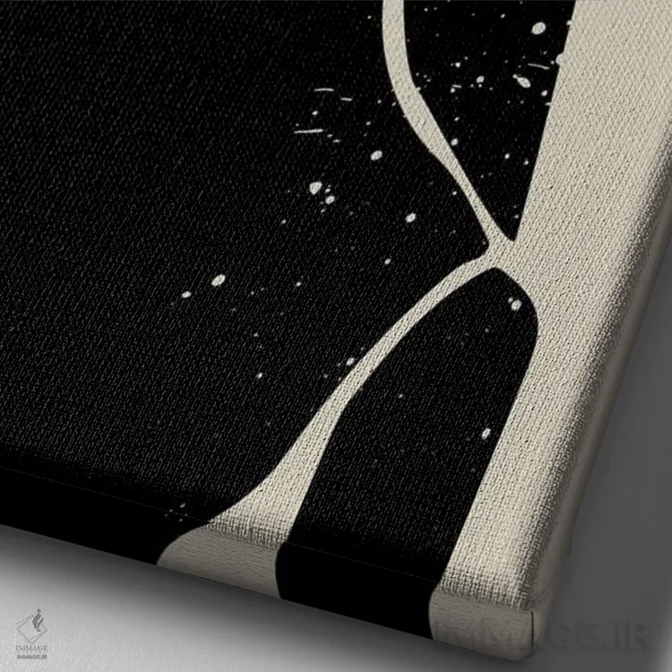 تابلو مینیمال موی سیاه III اثر دومونیک براون - نمای نزدیک بافت بوم