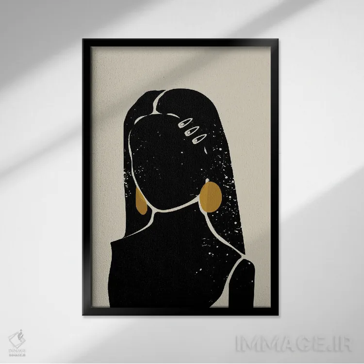 تابلو مینیمال موی سیاه III اثر دومونیک براون - نمای قابدار مشکی