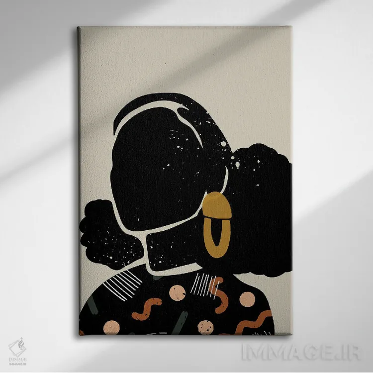 تابلو مینیمال موی مشکی چهارم اثر دومونیک براون - نمای روبهرو روی دیوار