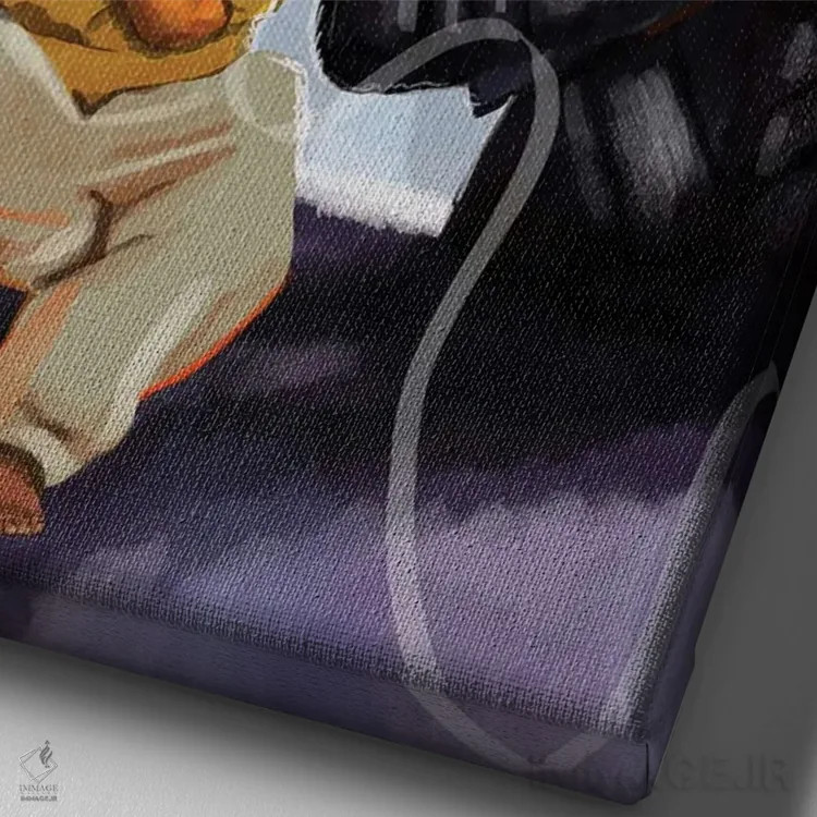 تابلو دکوراتیو پلنگ سیاه اثر دومونیک براون - نمای نزدیک بافت بوم