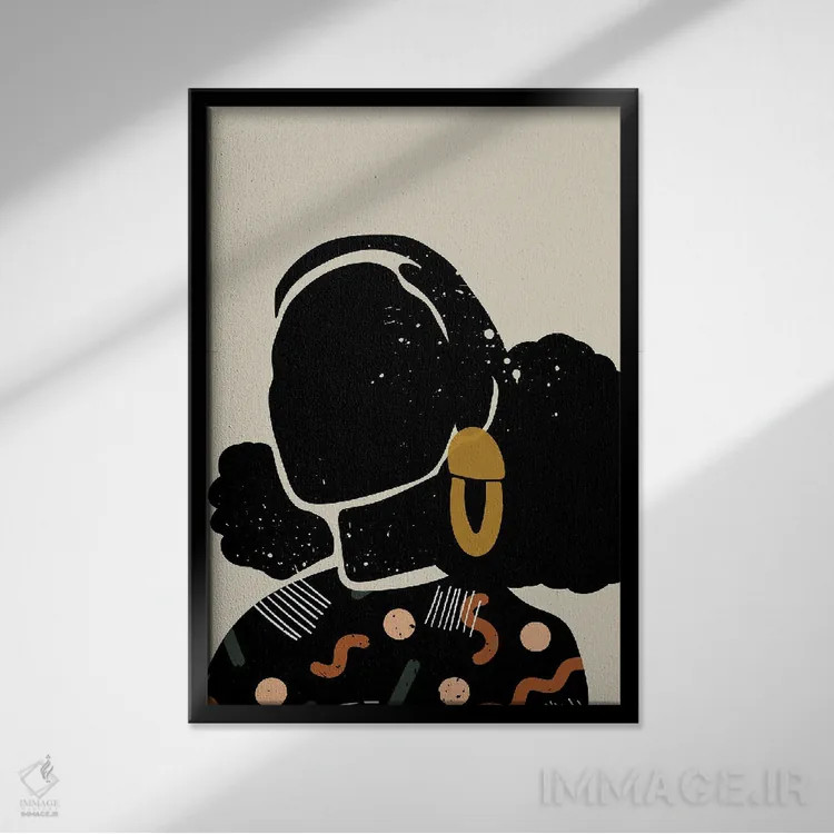 تابلو مینیمال موی مشکی چهارم اثر دومونیک براون - نمای قابدار مشکی