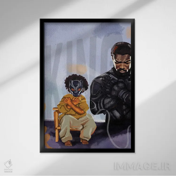 تابلو دکوراتیو پلنگ سیاه اثر دومونیک براون - نمای قابدار مشکی