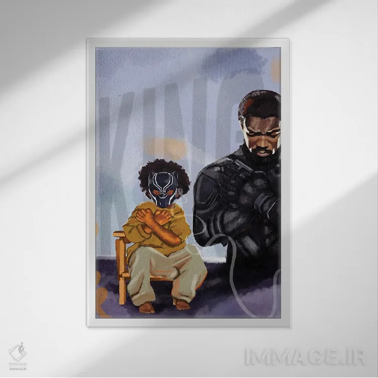 تابلو دکوراتیو پلنگ سیاه اثر دومونیک براون - نمای قابدار سفید