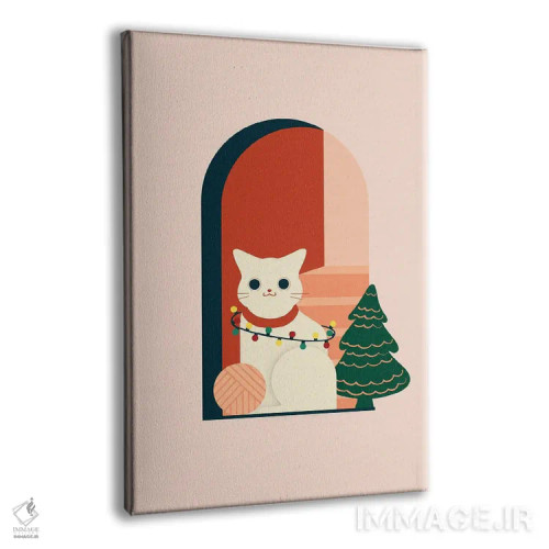 تابلو دکوراتیو گربه کریسمس اثر دومونیک براون - نمای پرسپکتیو محصول
