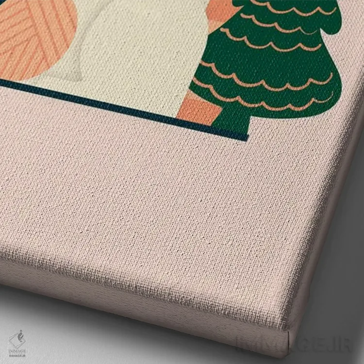 تابلو دکوراتیو گربه کریسمس اثر دومونیک براون - نمای نزدیک بافت بوم