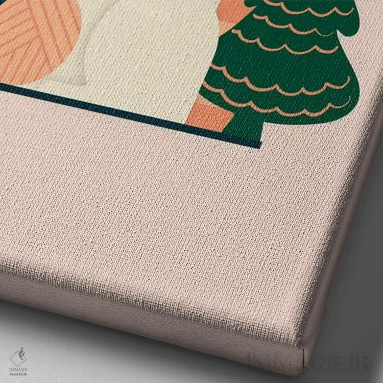 تابلو دکوراتیو گربه کریسمس اثر دومونیک براون - نمای نزدیک بافت بوم