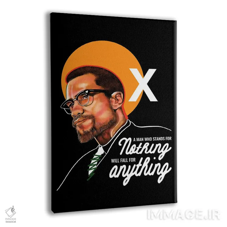 تابلو دکوراتیو مالکوم ایکس اثر دومونیک براون - نمای پرسپکتیو محصول