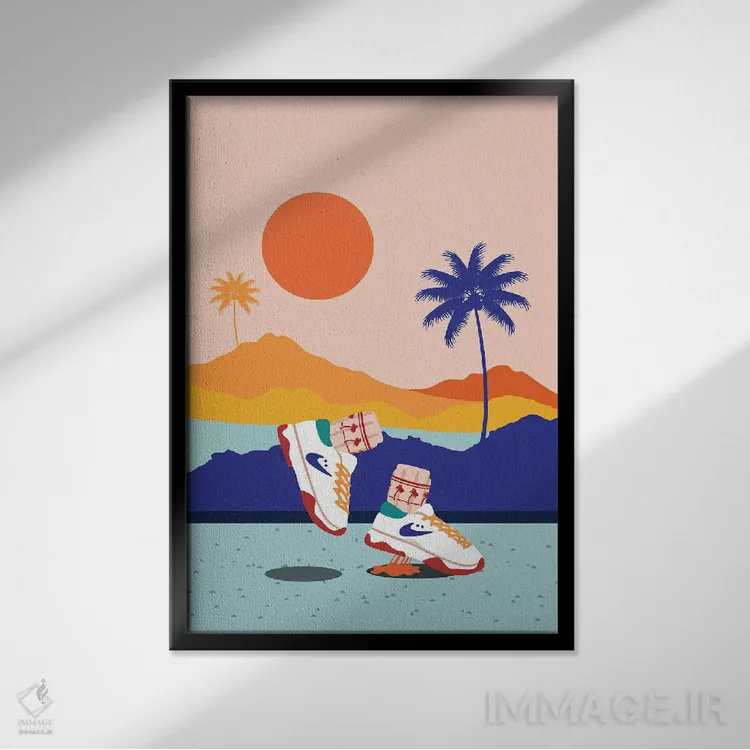 تابلو دکوراتیو جنب وجوش کالیفرنیا اثر دومونیک براون - نمای قابدار مشکی