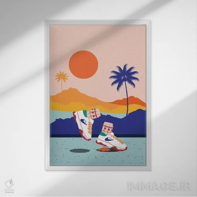 تابلو دکوراتیو جنب وجوش کالیفرنیا اثر دومونیک براون - نمای قابدار سفید