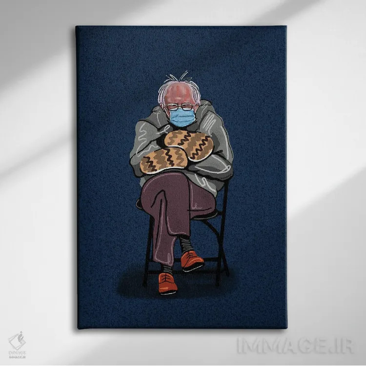 تابلو دکوراتیو برنی سندرز اثر دومونیک براون - نمای روبهرو روی دیوار