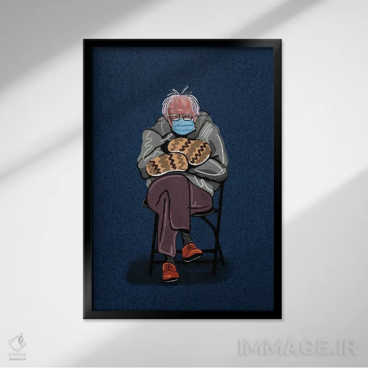 تابلو دکوراتیو برنی سندرز اثر دومونیک براون - نمای قابدار مشکی