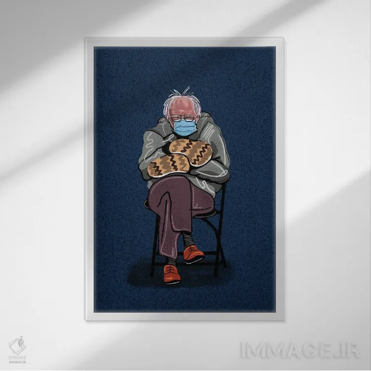 تابلو دکوراتیو برنی سندرز اثر دومونیک براون - نمای قابدار سفید