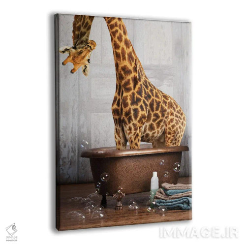 تابلو دکوراتیو زرافه در وان حمام اثر دومونیک براون - نمای پرسپکتیو محصول