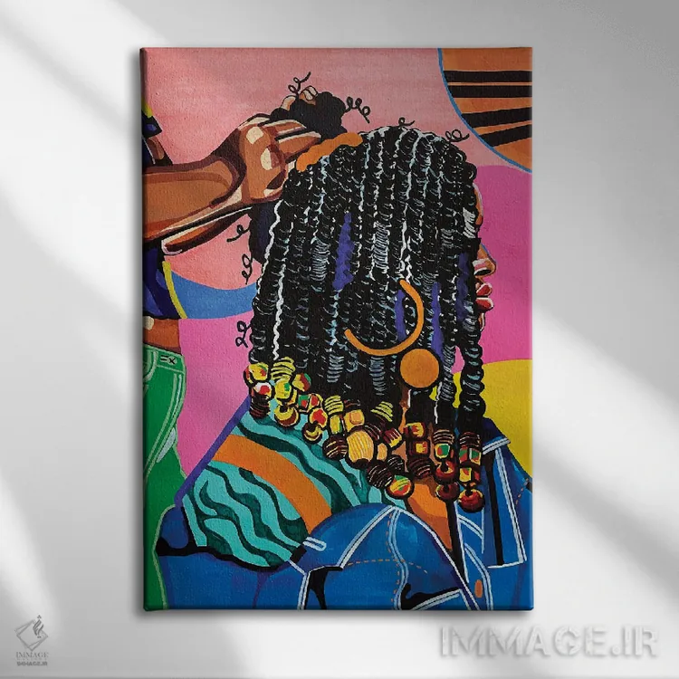 تابلو دکوراتیو بافت مو اثر دومونیک براون - نمای روبهرو روی دیوار