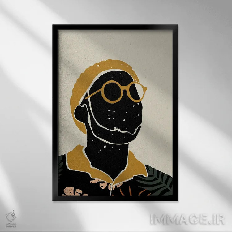 تابلو مینیمال موی مشکی هشتم اثر دومونیک براون - نمای قابدار مشکی