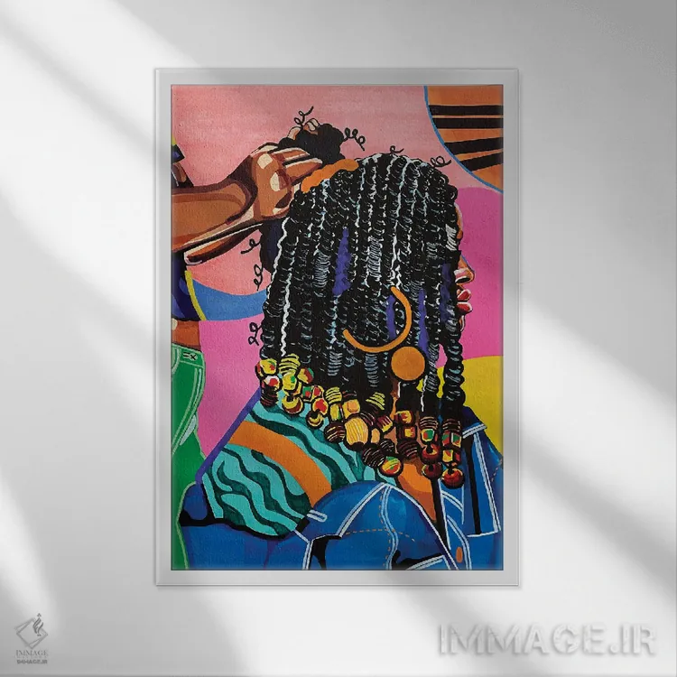 تابلو دکوراتیو بافت مو اثر دومونیک براون - نمای قابدار سفید